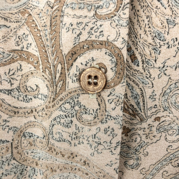 GIORGIO All-over Paisley Pattern Long-Sleeve Polyester Shirt, Women's Size M (approx.) polyester Beige type Vintage Second Hand