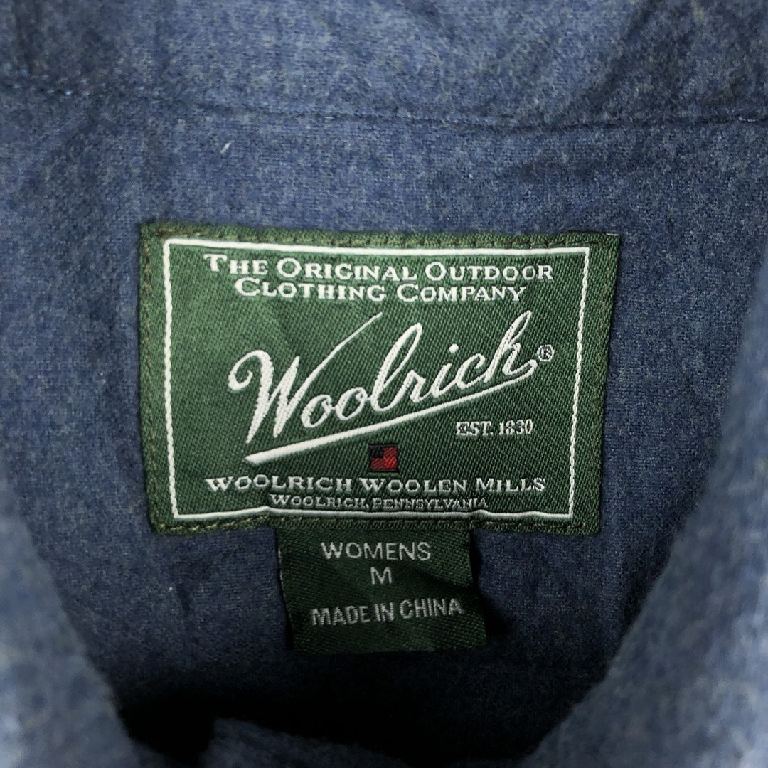2000'S Woolrich long-sleeved cotton shirt, women's size M (approx.) cotton Navy blue Vintage Second Hand
