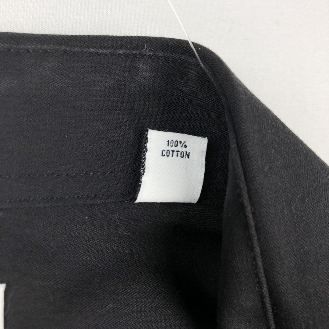 Calvin Klein Steel Slim Fit Herringbone Long-Sleeve Cotton Shirt (Men's Size L) cotton black type Vintage Second Hand