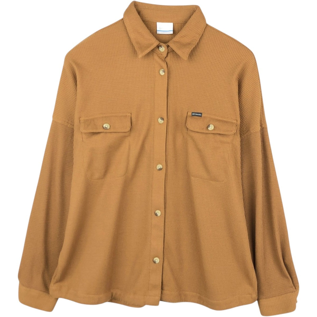 Columbia long-sleeved shirt, women's size L (approx.) unclear beige type brown Vintage Second Hand