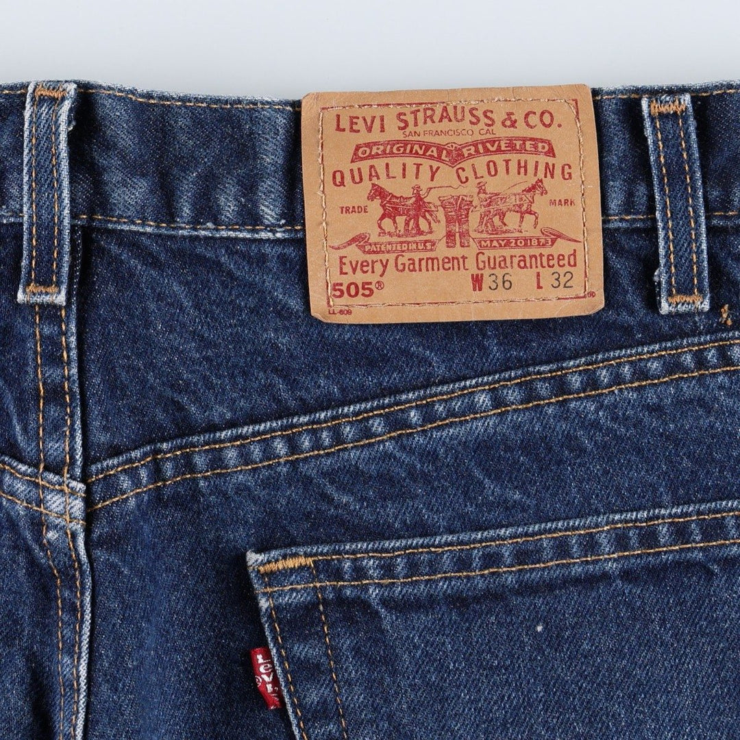 00'S Levi's 505 REGULAR FIT STRAIGHT LEG tapered denim pants made in USA, men's w36 equivalent cotton blue type Vintage Second Hand