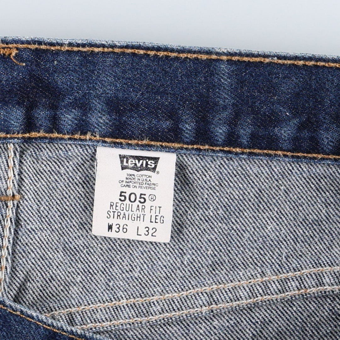 00'S Levi's 505 REGULAR FIT STRAIGHT LEG tapered denim pants made in USA, men's w36 equivalent cotton blue type Vintage Second Hand