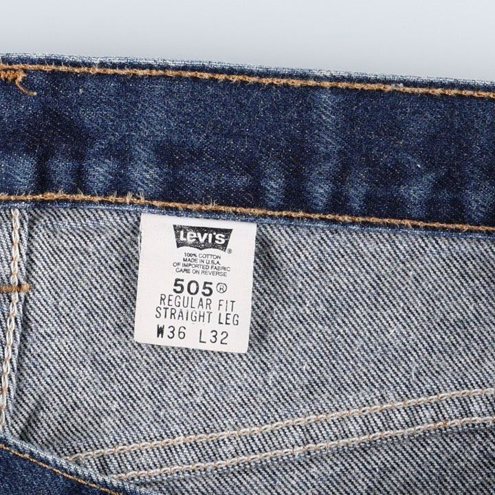 00'S Levi's 505 REGULAR FIT STRAIGHT LEG tapered denim pants made in USA, men's w36 equivalent cotton blue type Vintage Second Hand