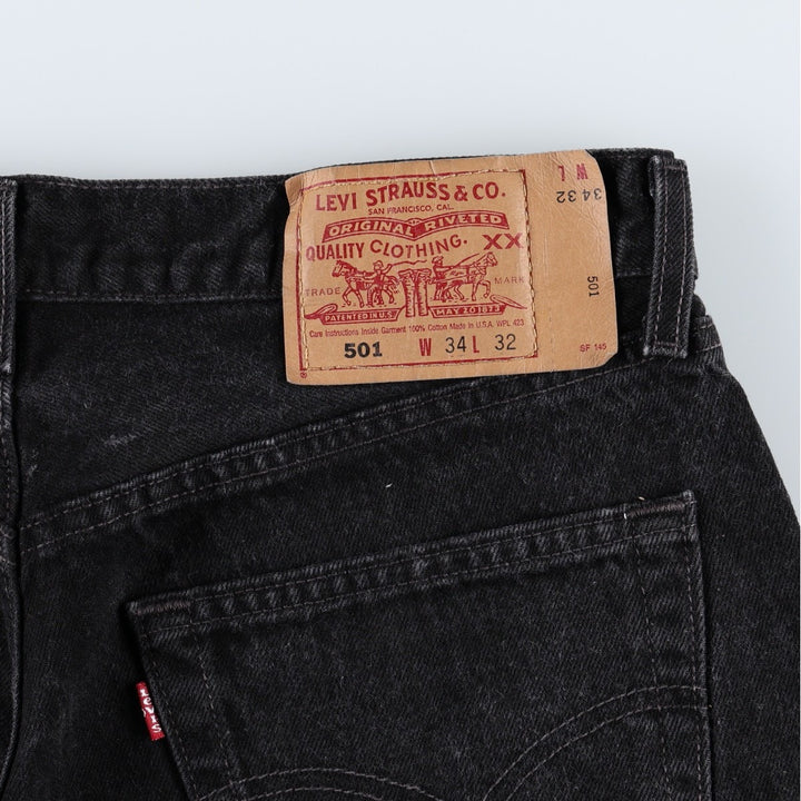 1990'S Levi's 501 0660 Black Denim Straight Leg Jeans, Made in USA, Men's Size W34 (approx.), Vintage cotton black type Vintage Second Hand