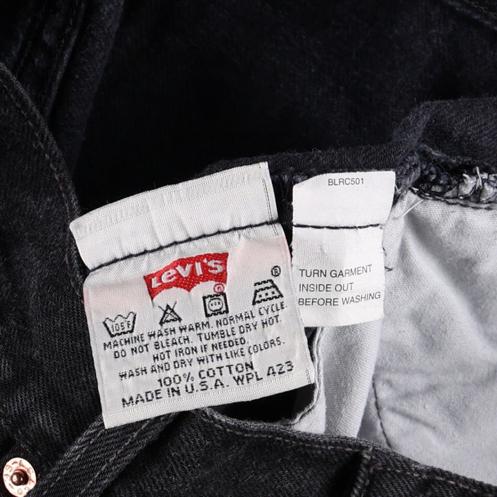 1990'S Levi's 501 0660 Black Denim Straight Leg Jeans, Made in USA, Men's Size W34 (approx.), Vintage cotton black type Vintage Second Hand