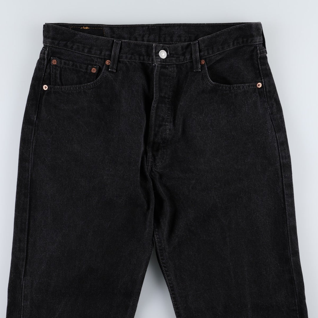 1990'S Levi's 501 0660 Black Denim Straight Leg Jeans, Made in USA, Men's Size W34 (approx.), Vintage cotton black type Vintage Second Hand