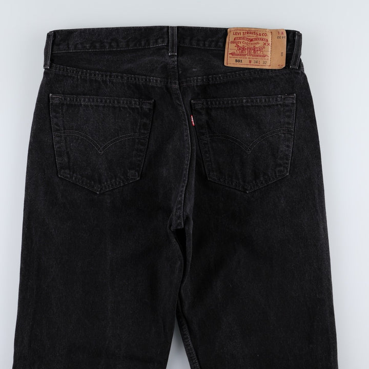 1990'S Levi's 501 0660 Black Denim Straight Leg Jeans, Made in USA, Men's Size W34 (approx.), Vintage cotton black type Vintage Second Hand