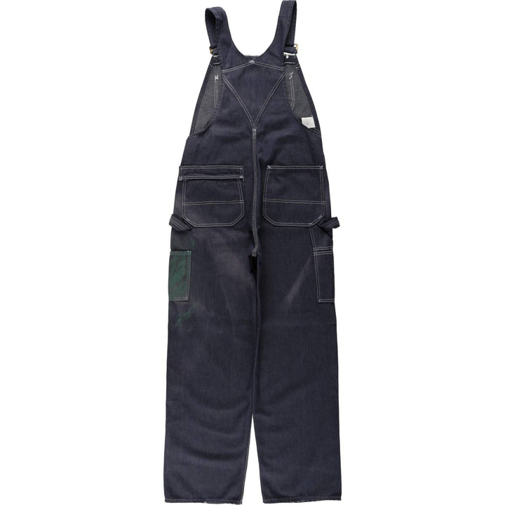 Touchskins denim overalls, made in the USA, men's size W35 (approx.), vintage. polyester navy blue type Vintage Second Hand