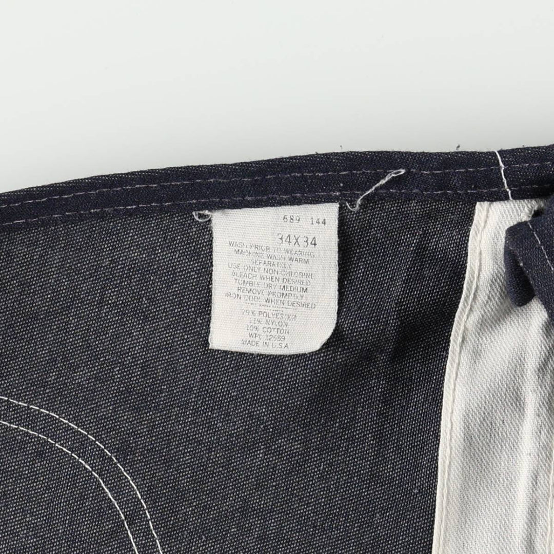 Touchskins denim overalls, made in the USA, men's size W35 (approx.), vintage. polyester navy blue type Vintage Second Hand