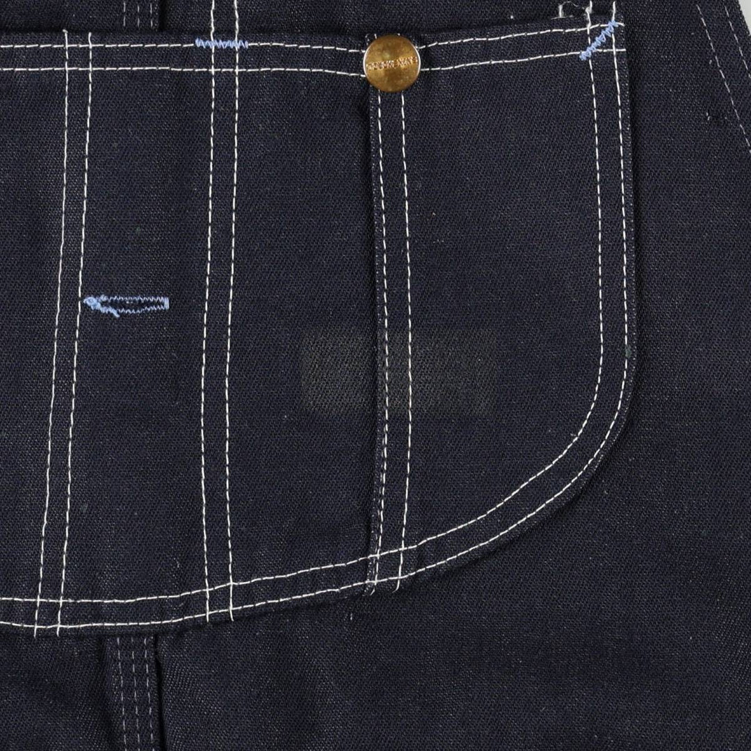 Touchskins denim overalls, made in the USA, men's size W35 (approx.), vintage. polyester navy blue type Vintage Second Hand