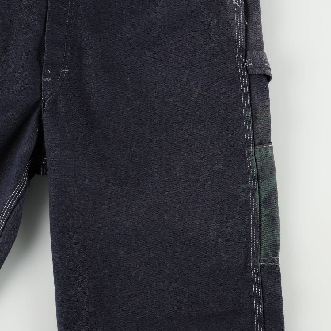 Touchskins denim overalls, made in the USA, men's size W35 (approx.), vintage. polyester navy blue type Vintage Second Hand
