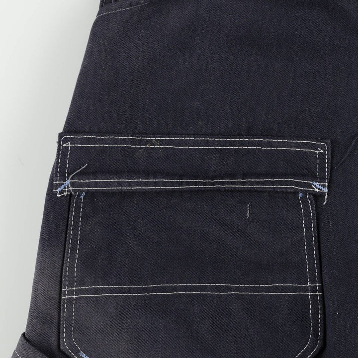 Touchskins denim overalls, made in the USA, men's size W35 (approx.), vintage. polyester navy blue type Vintage Second Hand