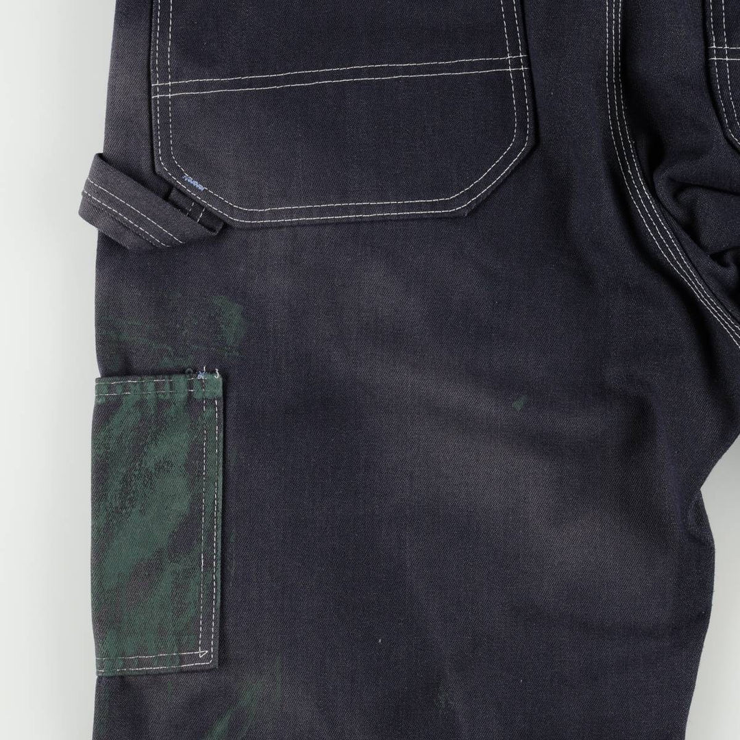 Touchskins denim overalls, made in the USA, men's size W35 (approx.), vintage. polyester navy blue type Vintage Second Hand