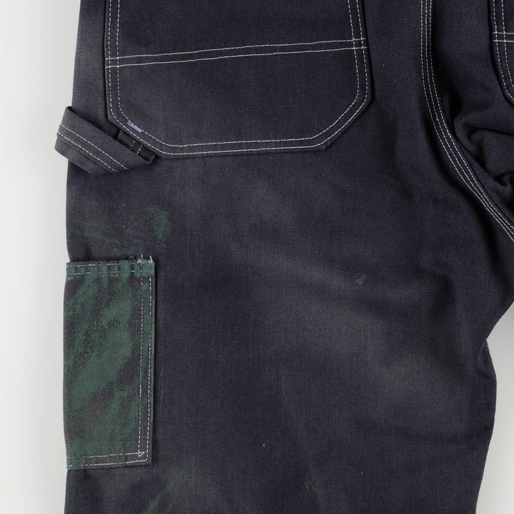 Touchskins denim overalls, made in the USA, men's size W35 (approx.), vintage. polyester navy blue type Vintage Second Hand