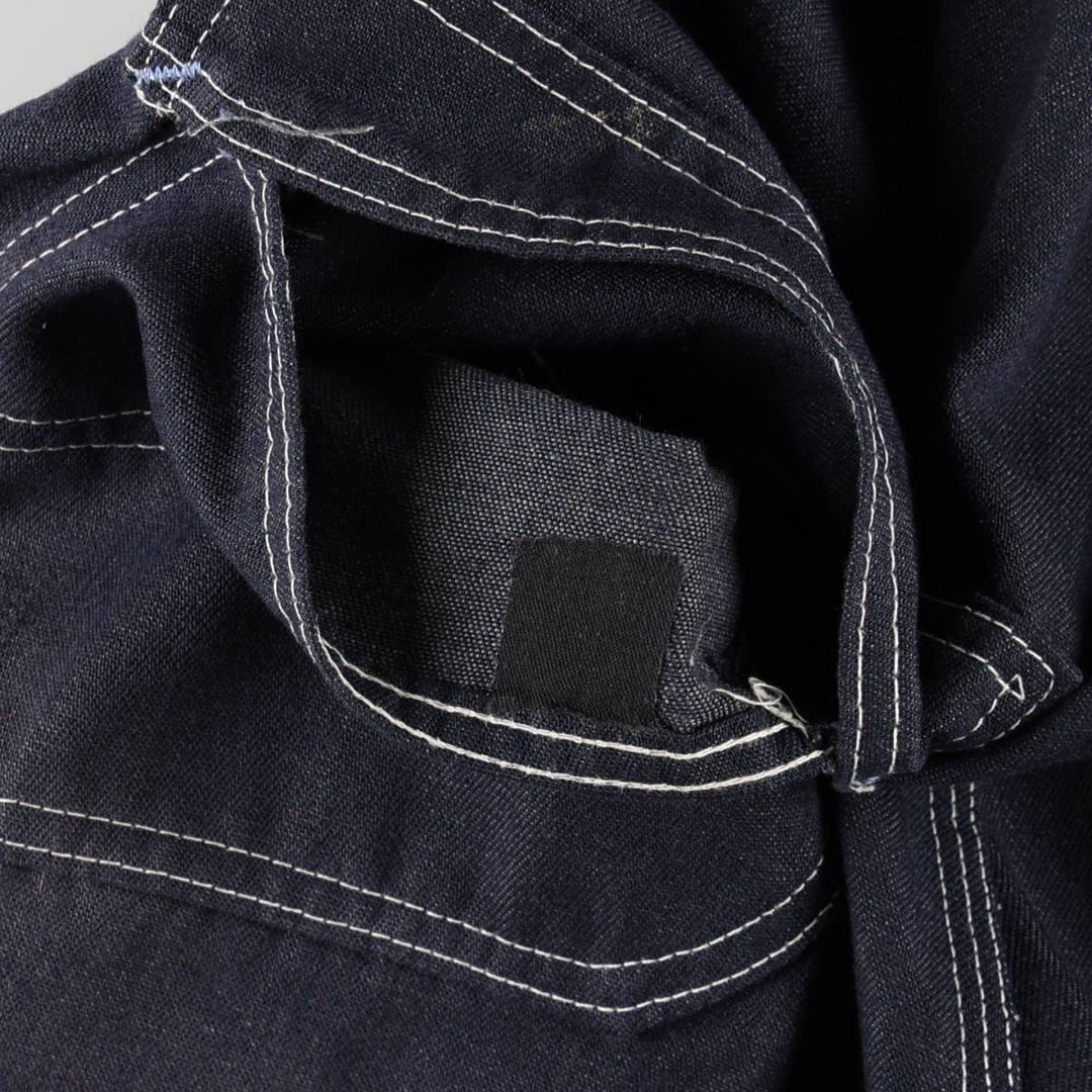 Touchskins denim overalls, made in the USA, men's size W35 (approx.), vintage. polyester navy blue type Vintage Second Hand