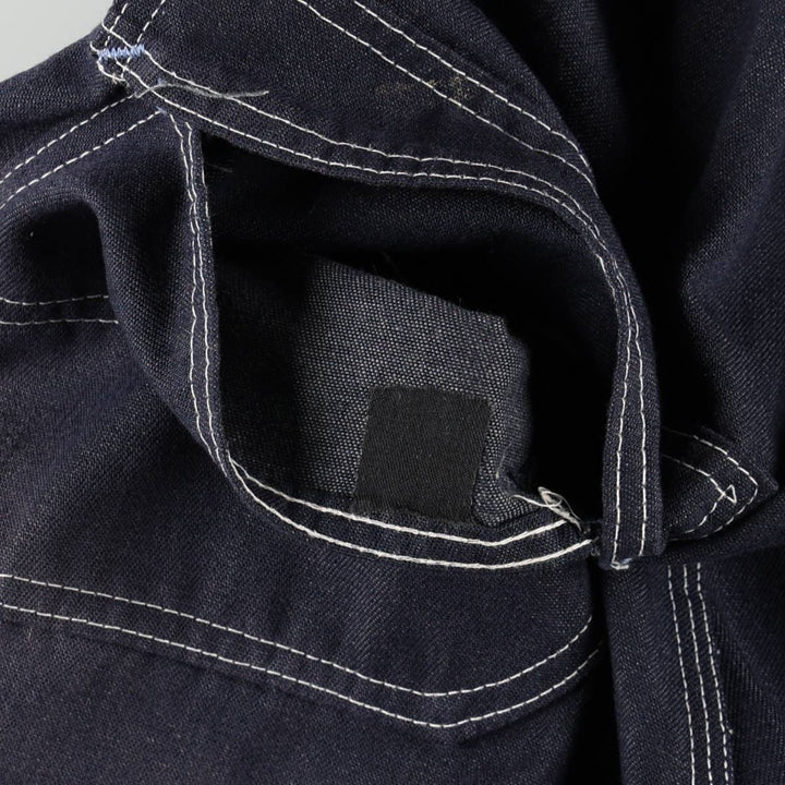 Touchskins denim overalls, made in the USA, men's size W35 (approx.), vintage. polyester navy blue type Vintage Second Hand