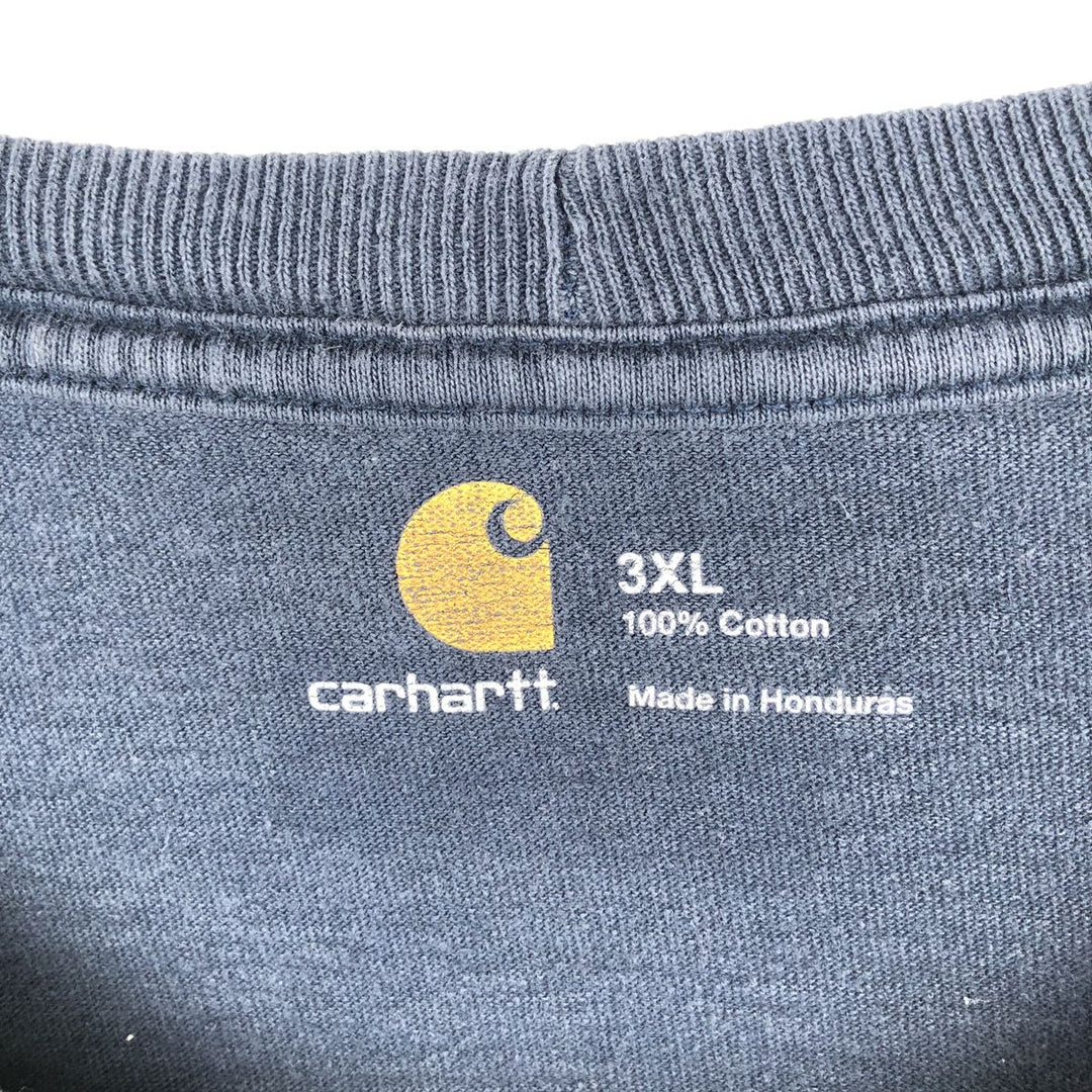 Carhartt plain short-sleeved t-shirt with a single logo pocket, men's size XXXL equivalent. cotton blue type Vintage Second Hand
