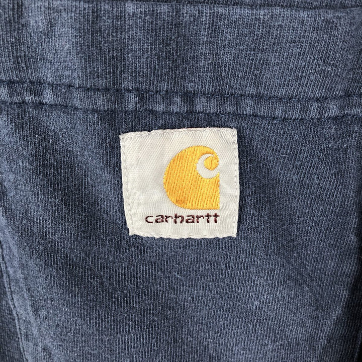 Carhartt plain short-sleeved t-shirt with a single logo pocket, men's size XXXL equivalent. cotton blue type Vintage Second Hand