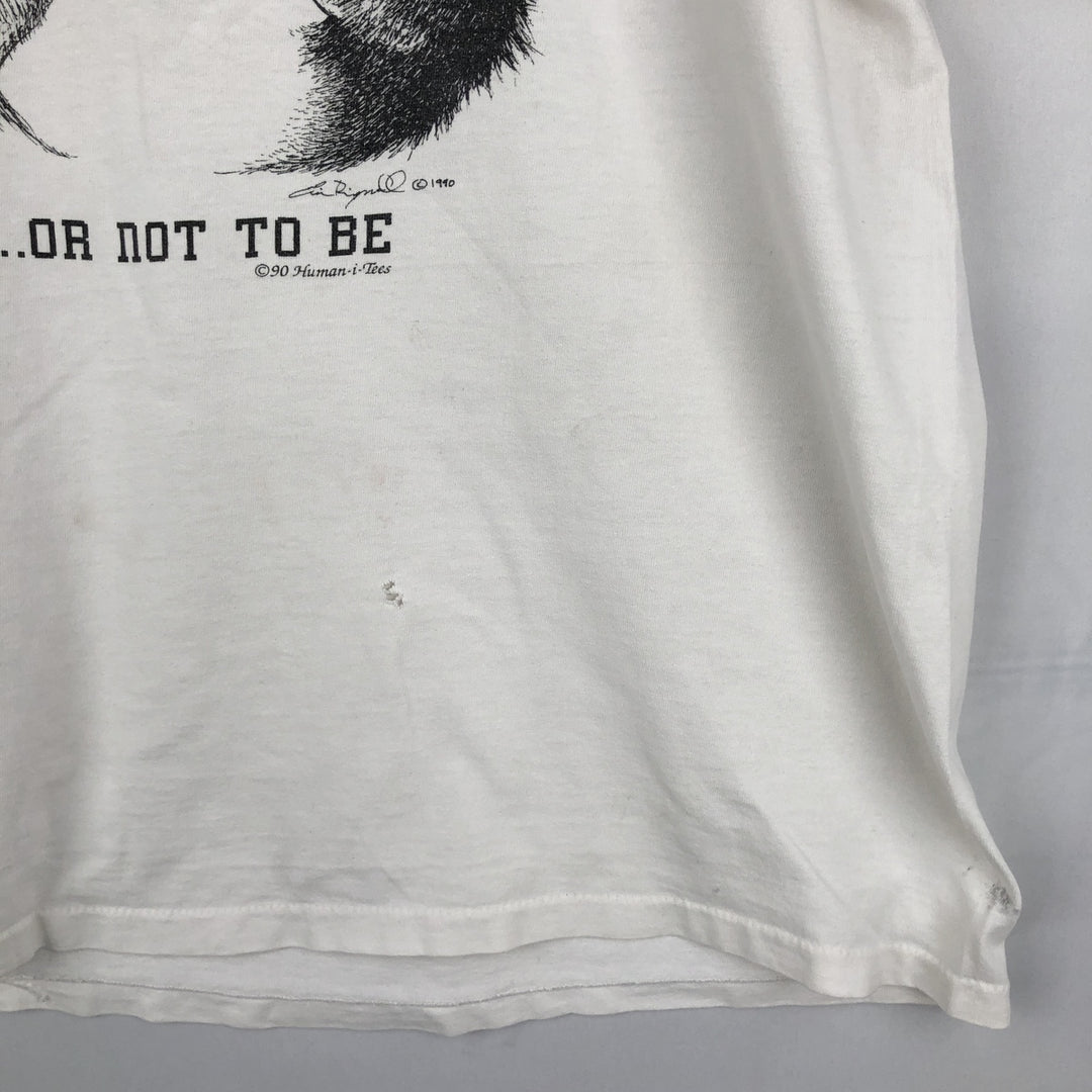 90'S Hanes Heavyweight Gorilla Pattern Animal T-Shirt, Made in USA, Men's XL equivalent, Vintage cotton white type Vintage Second Hand