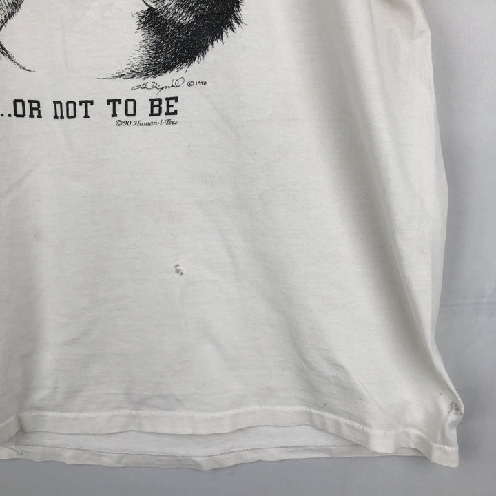 90'S Hanes Heavyweight Gorilla Pattern Animal T-Shirt, Made in USA, Men's XL equivalent, Vintage cotton white type Vintage Second Hand