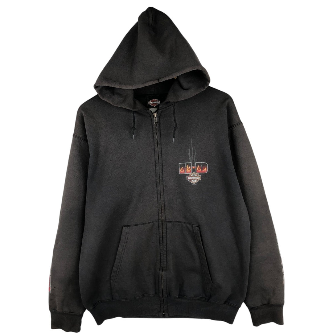 2000'S Harley-Davidson Full-Zip Hoodie, Men's Size Medium unclear Charcoal Vintage Second Hand