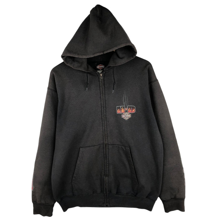 2000'S Harley-Davidson Full-Zip Hoodie, Men's Size Medium unclear Charcoal Vintage Second Hand