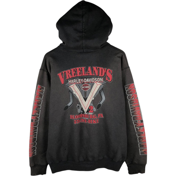 2000'S Harley-Davidson Full-Zip Hoodie, Men's Size Medium unclear Charcoal Vintage Second Hand