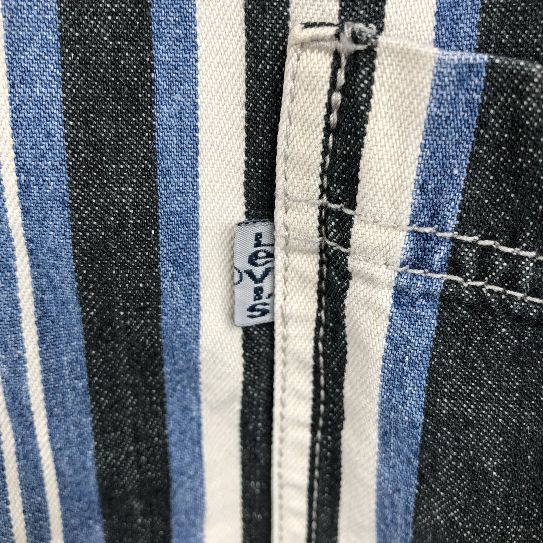 Levi's Stripe Pattern Multi-Stripe Long-Sleeve Denim Shirt, Men's Size XL (approx.) cotton blue type Vintage Second Hand