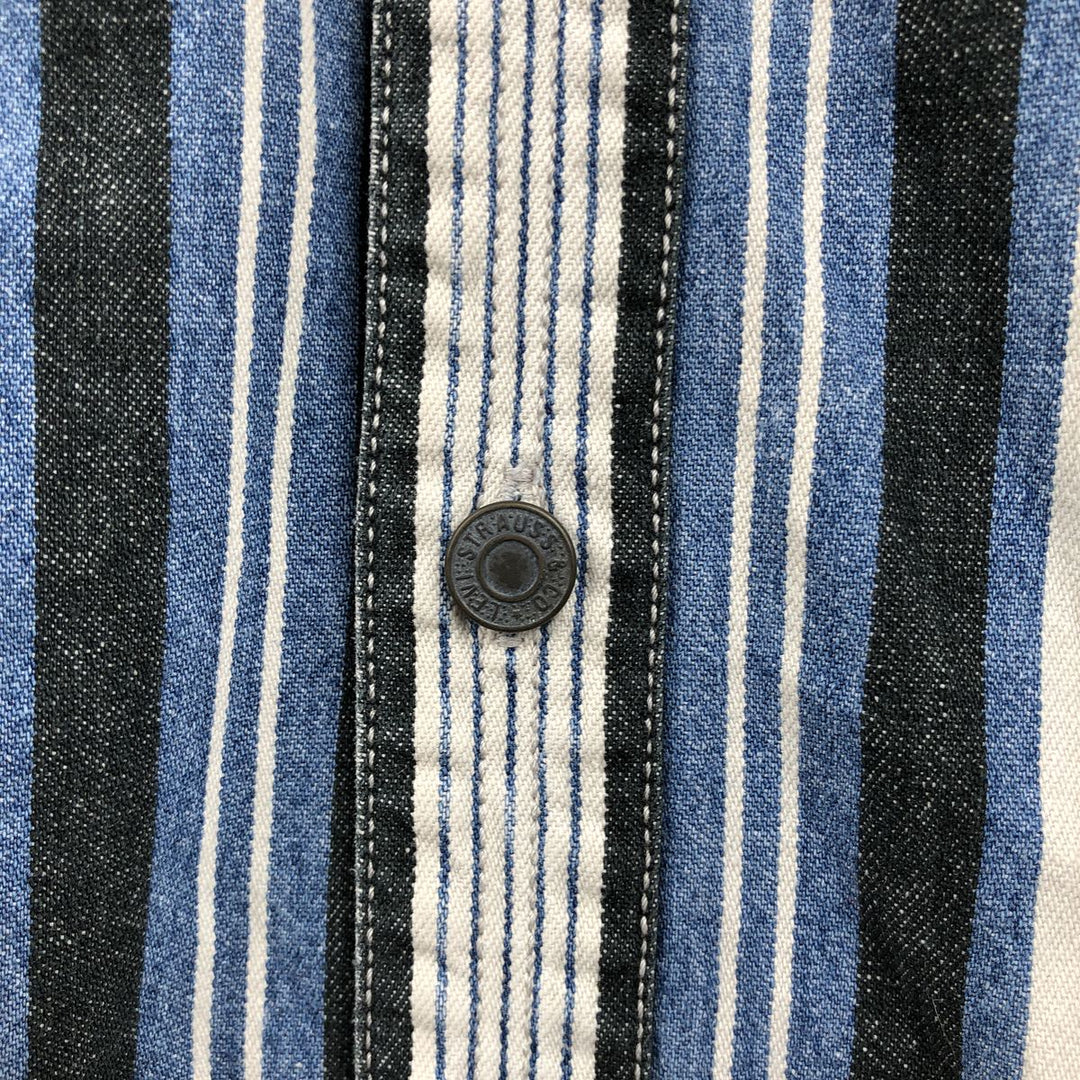 Levi's Stripe Pattern Multi-Stripe Long-Sleeve Denim Shirt, Men's Size XL (approx.) cotton blue type Vintage Second Hand