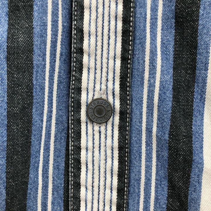 Levi's Stripe Pattern Multi-Stripe Long-Sleeve Denim Shirt, Men's Size XL (approx.) cotton blue type Vintage Second Hand