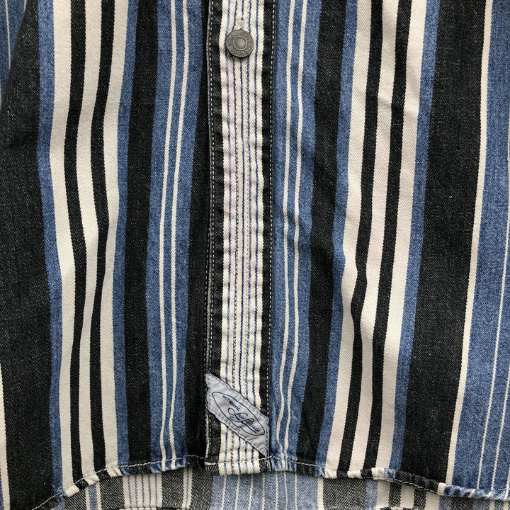 Levi's Stripe Pattern Multi-Stripe Long-Sleeve Denim Shirt, Men's Size XL (approx.) cotton blue type Vintage Second Hand