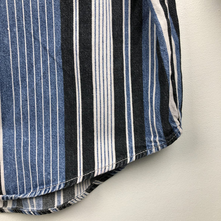 Levi's Stripe Pattern Multi-Stripe Long-Sleeve Denim Shirt, Men's Size XL (approx.) cotton blue type Vintage Second Hand