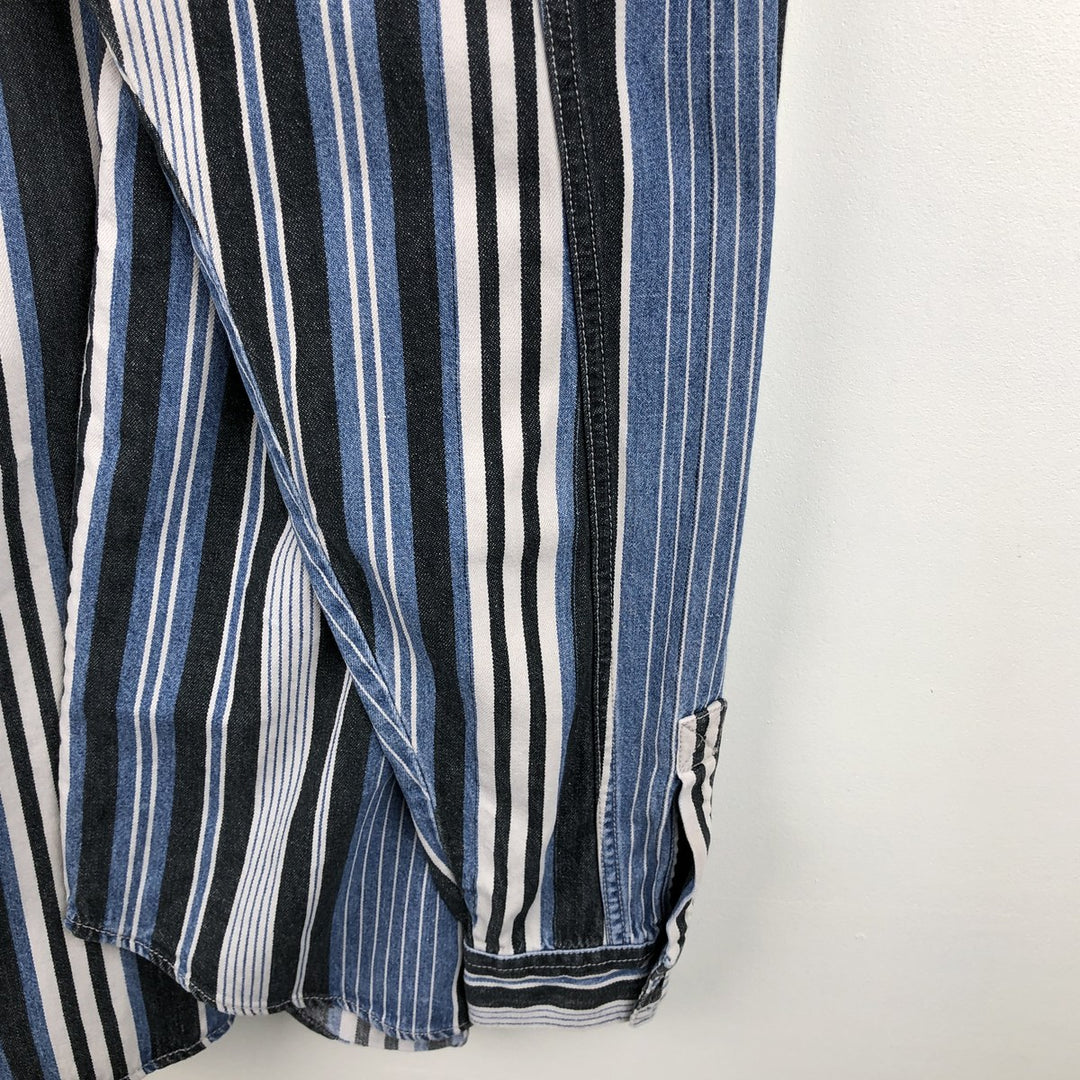 Levi's Stripe Pattern Multi-Stripe Long-Sleeve Denim Shirt, Men's Size XL (approx.) cotton blue type Vintage Second Hand