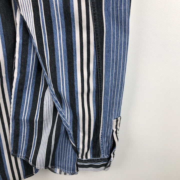 Levi's Stripe Pattern Multi-Stripe Long-Sleeve Denim Shirt, Men's Size XL (approx.) cotton blue type Vintage Second Hand