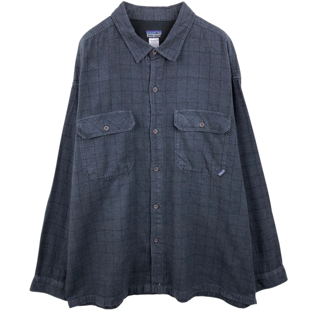 2000'S Patagonia Organic Cotton 53903F7 Branigan Shirt Long Sleeve Flannel Check Shirt Men's Size L (approx.) Organic cotton Charcoal Vintage Second Hand
