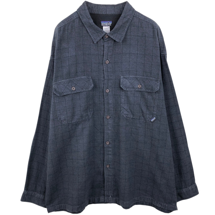 2000'S Patagonia Organic Cotton 53903F7 Branigan Shirt Long Sleeve Flannel Check Shirt Men's Size L (approx.) Organic cotton Charcoal Vintage Second Hand