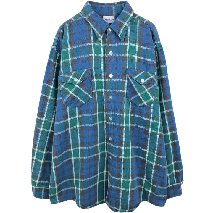 Osh Kosh Long-Sleeve Flannel Check Shirt, Men's Size XL (approx.) unclear Green type dark green Vintage Second Hand