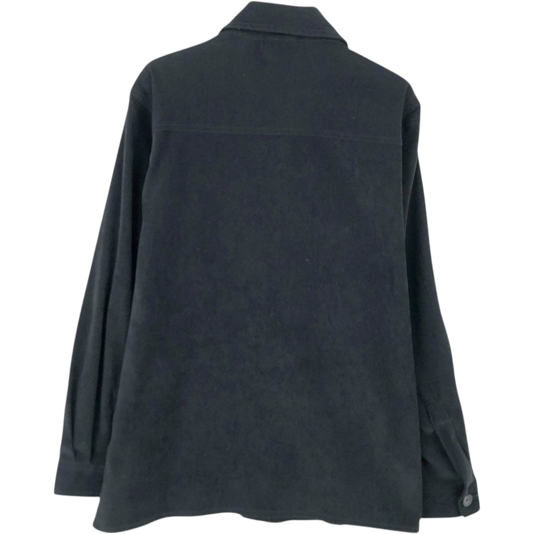 CLASSIC ELEMENTS PETITE Long-Sleeve Faux Suede Box Shirt (Women's Size M) polyester black type Vintage Second Hand