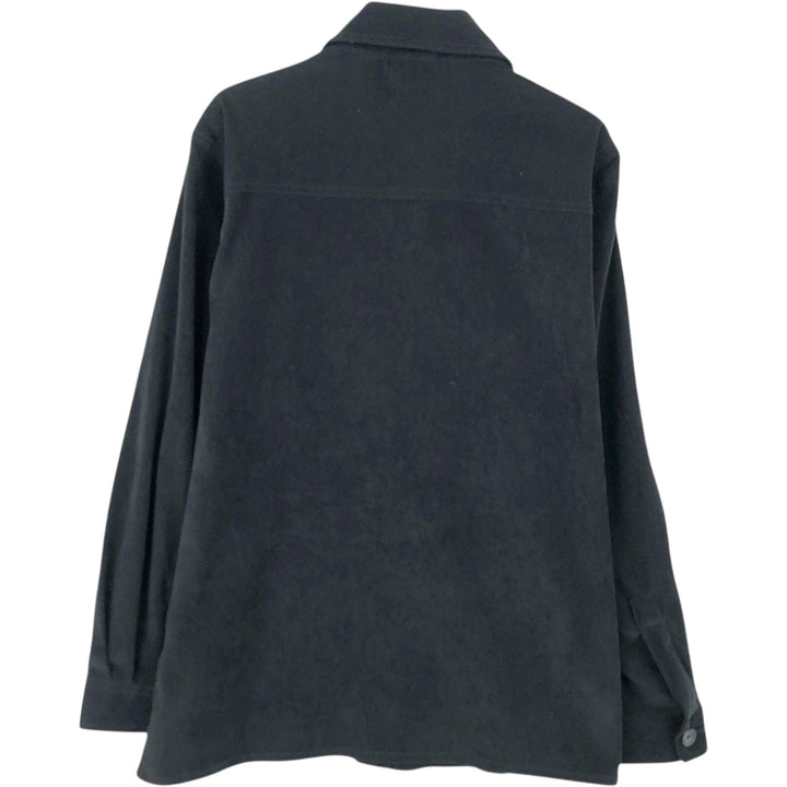 CLASSIC ELEMENTS PETITE Long-Sleeve Faux Suede Box Shirt (Women's Size M) polyester black type Vintage Second Hand