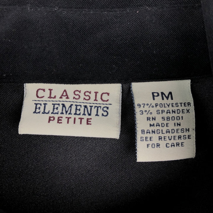 CLASSIC ELEMENTS PETITE Long-Sleeve Faux Suede Box Shirt (Women's Size M) polyester black type Vintage Second Hand