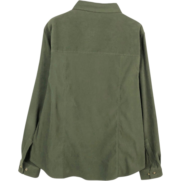 WHITE STAG STRETCH Long-Sleeve Faux Suede Shirt (Women's Size L) polyester Khaki type Vintage Second Hand