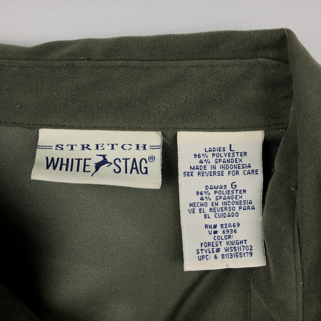 WHITE STAG STRETCH Long-Sleeve Faux Suede Shirt (Women's Size L) polyester Khaki type Vintage Second Hand