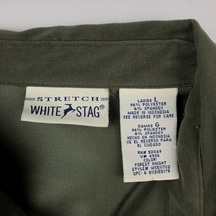 WHITE STAG STRETCH Long-Sleeve Faux Suede Shirt (Women's Size L) polyester Khaki type Vintage Second Hand
