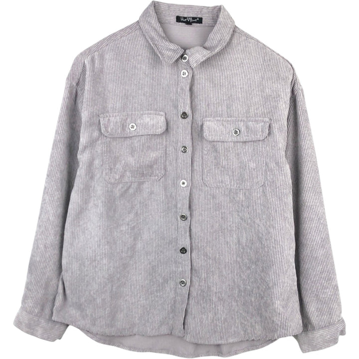 Velvet Heart Long-Sleeve Corduroy Shirt, Women's Size L (approx.) polyester purple type Vintage Second Hand