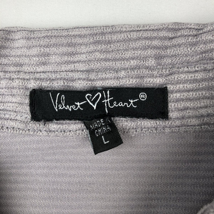 Velvet Heart Long-Sleeve Corduroy Shirt, Women's Size L (approx.) polyester purple type Vintage Second Hand