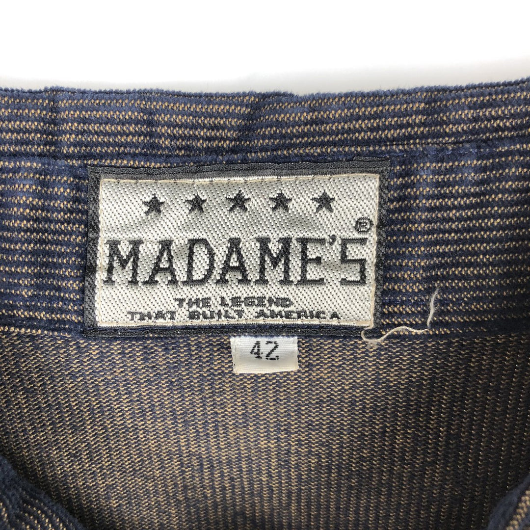 MADAME'S Long-Sleeve Corduroy Shirt, Women's Size M (approx.) cotton navy blue type Vintage Second Hand