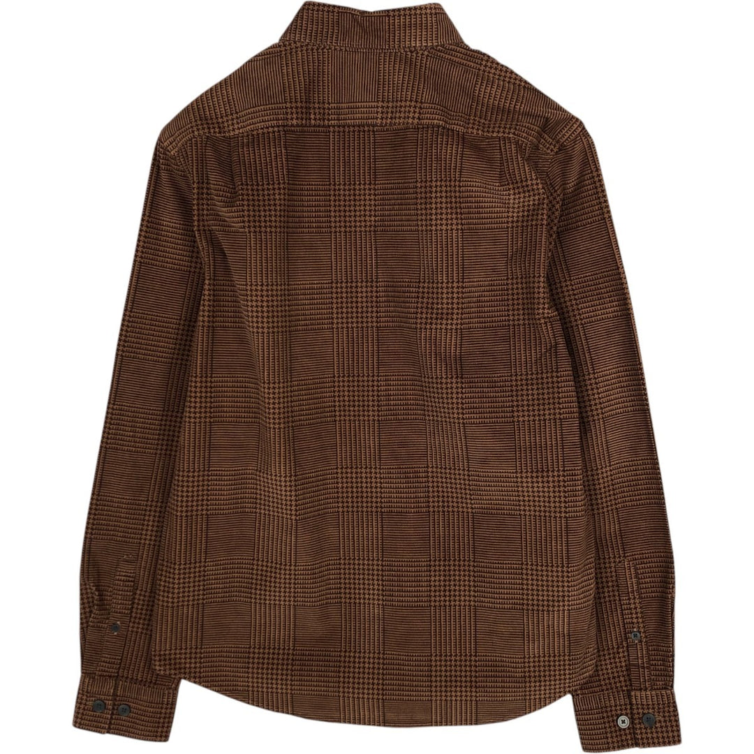 Glen check long-sleeved button-down corduroy shirt, women's size M (approx.) unclear brown type Vintage Second Hand