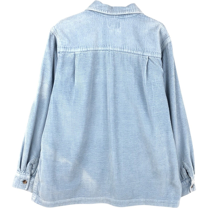 90s-00'S LL Bean Long-Sleeve Corduroy Boxy Shirt, Women's Size M (approx.), Vintage cotton Blue type light blue Vintage Second Hand