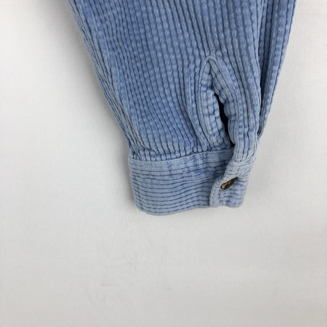 90s-00'S LL Bean Long-Sleeve Corduroy Boxy Shirt, Women's Size M (approx.), Vintage cotton Blue type light blue Vintage Second Hand