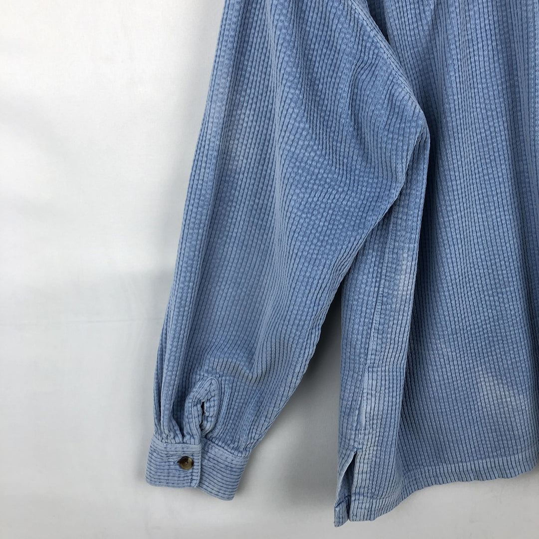 90s-00'S LL Bean Long-Sleeve Corduroy Boxy Shirt, Women's Size M (approx.), Vintage cotton Blue type light blue Vintage Second Hand